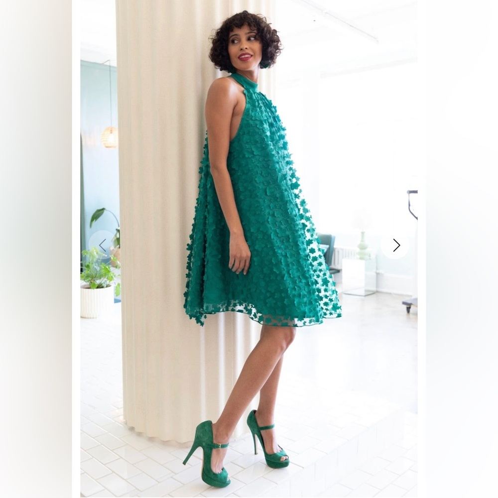 Anthropologie Green Eva Franco Swing Halter Dress Size 4